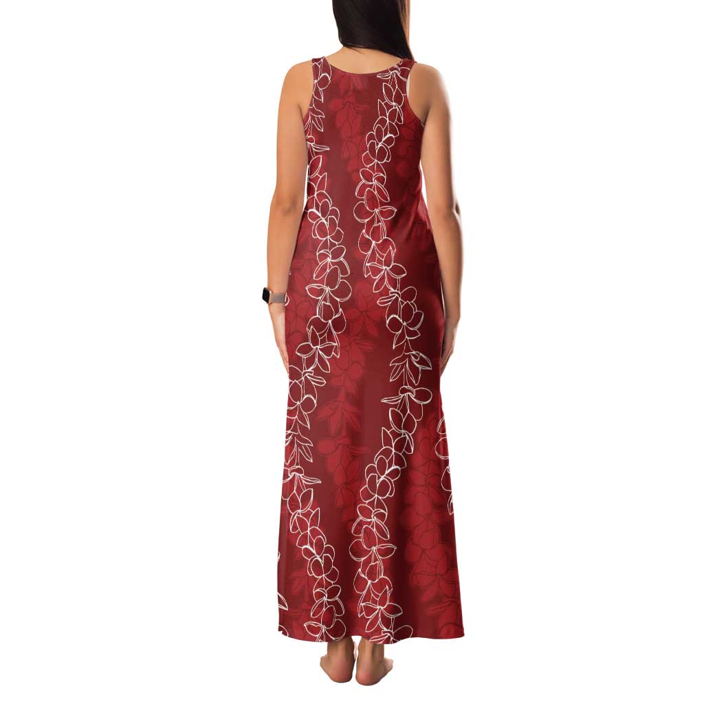 Hawaii Plumeria Lei Family Matching Tank Maxi Dress and Hawaiian Shirt Aloha Festive Vibe - Crimson LT7 - Polynesian Pride