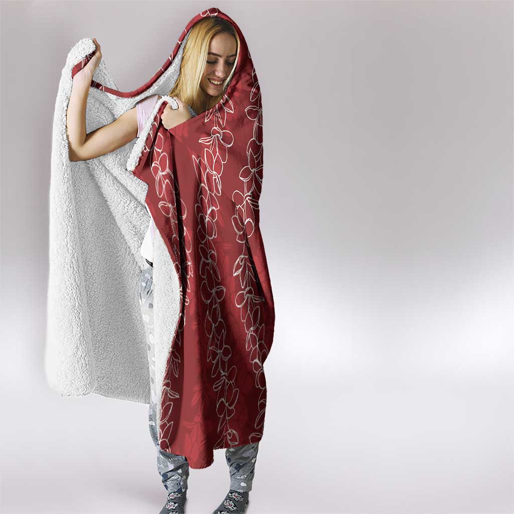 Hawaii Plumeria Lei Hooded Blanket Aloha Festive Vibe - Crimson