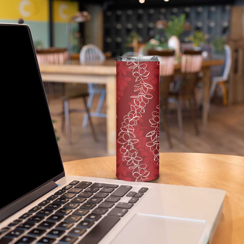 Hawaii Plumeria Lei Skinny Tumbler Aloha Festive Vibe - Crimson