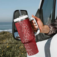 Hawaii Plumeria Lei Tumbler With Handle Aloha Festive Vibe - Crimson