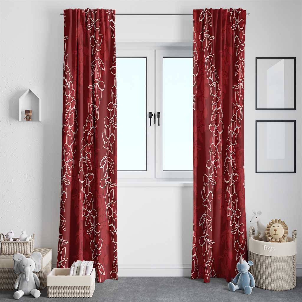 Hawaii Plumeria Lei Window Curtain Aloha Festive Vibe - Crimson