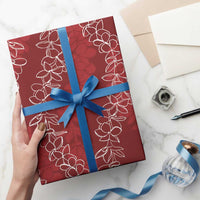 Hawaii Plumeria Lei Wrapping Paper Aloha Festive Vibe - Crimson