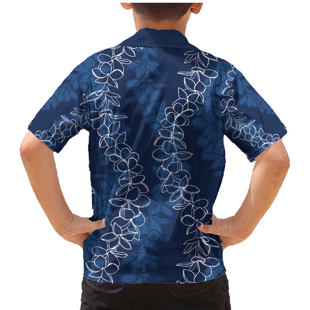 Hawaii Plumeria Lei Family Matching Mermaid Dress and Hawaiian Shirt Aloha Festive Vibe - Navy Blue LT7 - Polynesian Pride