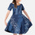 Hawaii Plumeria Lei Family Matching Off The Shoulder Long Sleeve Dress and Hawaiian Shirt Aloha Festive Vibe - Navy Blue