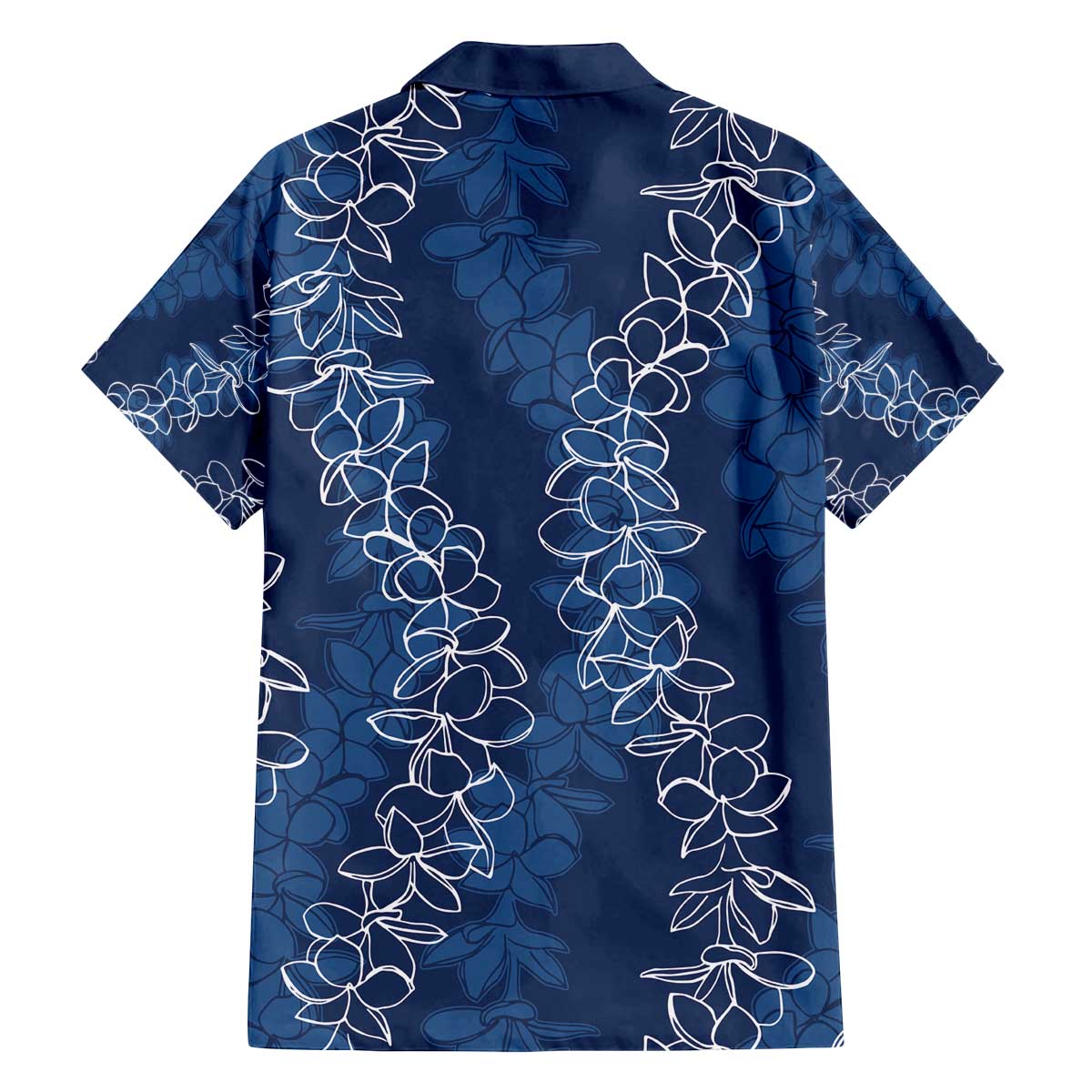 Hawaii Plumeria Lei Family Matching Off The Shoulder Long Sleeve Dress and Hawaiian Shirt Aloha Festive Vibe - Navy Blue LT7 - Polynesian Pride