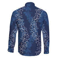 Hawaii Plumeria Lei Family Matching Off Shoulder Short Dress and Hawaiian Shirt Aloha Festive Vibe - Navy Blue LT7 - Polynesian Pride