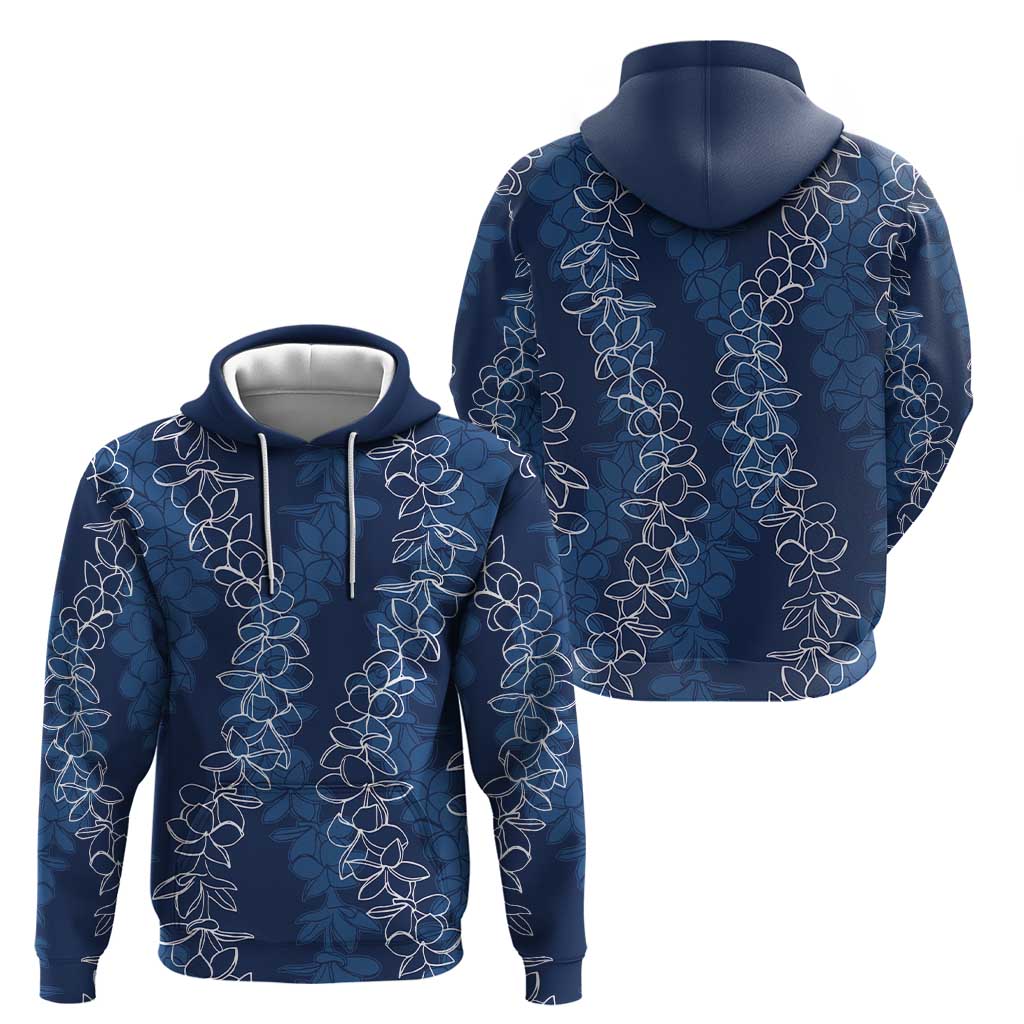 Hawaii Plumeria Lei Hoodie Aloha Festive Vibe - Navy Blue LT7 - Polynesian Pride