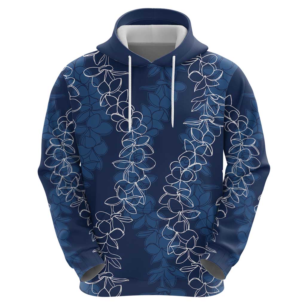 Hawaii Plumeria Lei Hoodie Aloha Festive Vibe - Navy Blue LT7 - Polynesian Pride