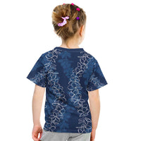 Hawaii Plumeria Lei Kid T Shirt Aloha Festive Vibe - Navy Blue