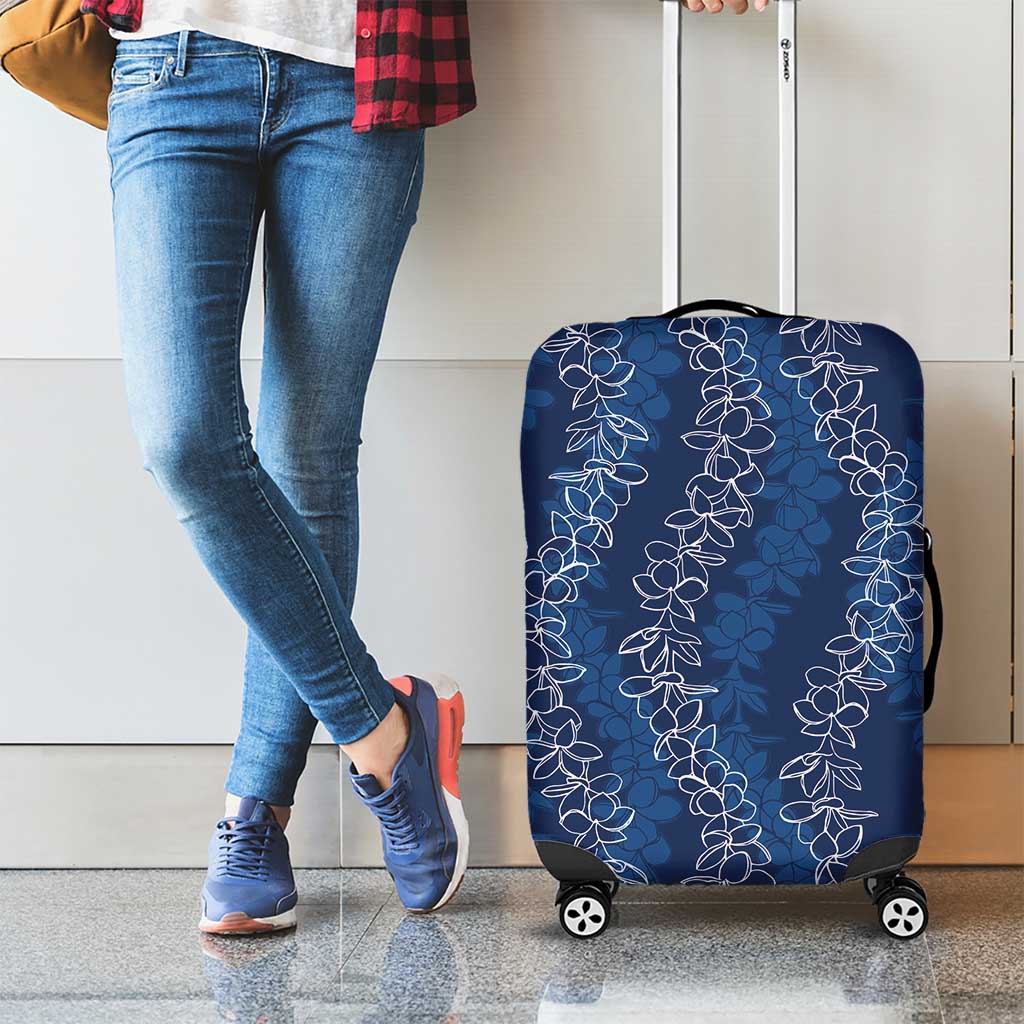 Hawaii Plumeria Lei Luggage Cover Aloha Festive Vibe - Navy Blue LT7 - Polynesian Pride