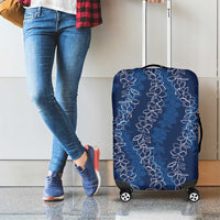Hawaii Plumeria Lei Luggage Cover Aloha Festive Vibe - Navy Blue LT7 - Polynesian Pride