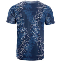Hawaii Plumeria Lei T Shirt Aloha Festive Vibe - Navy Blue