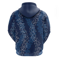 Hawaii Plumeria Lei Zip Hoodie Aloha Festive Vibe - Navy Blue