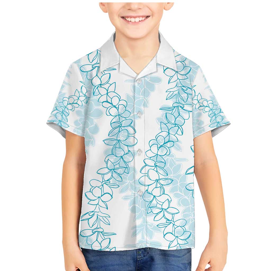 Hawaii Plumeria Lei Family Matching Mermaid Dress and Hawaiian Shirt Aloha Festive Vibe - Turquoise LT7 Son's Shirt Turquoise - Polynesian Pride