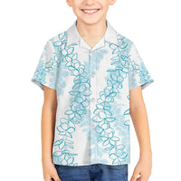 Hawaii Plumeria Lei Family Matching Off Shoulder Maxi Dress and Hawaiian Shirt Aloha Festive Vibe - Turquoise LT7 Son's Shirt Turquoise - Polynesian Pride