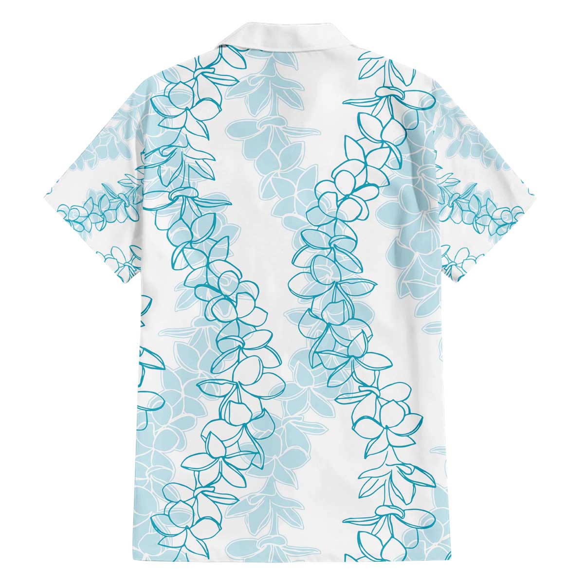 Hawaii Plumeria Lei Family Matching Off Shoulder Short Dress and Hawaiian Shirt Aloha Festive Vibe - Turquoise LT7 - Polynesian Pride