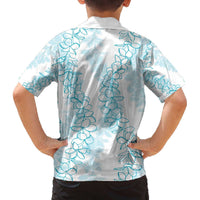 Hawaii Plumeria Lei Family Matching Puletasi and Hawaiian Shirt Aloha Festive Vibe - Turquoise LT7 - Polynesian Pride