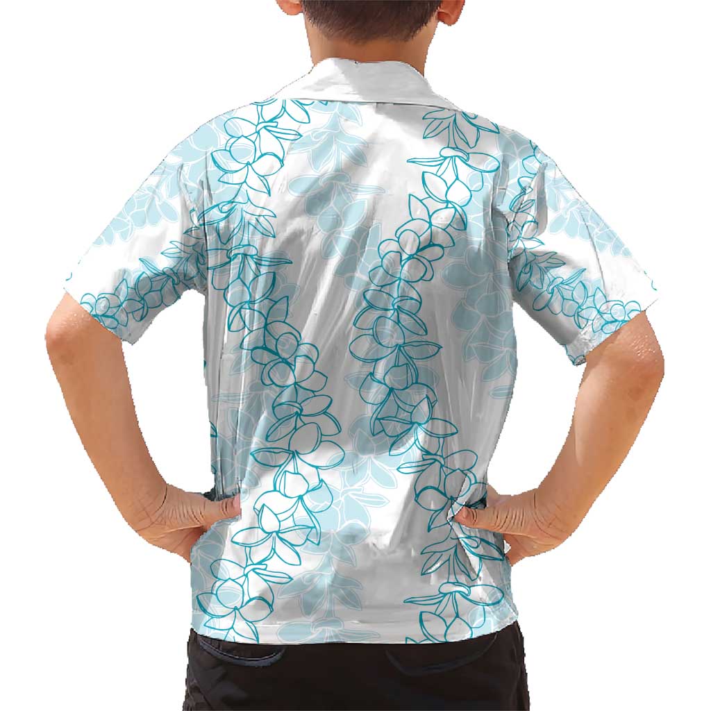 Hawaii Plumeria Lei Family Matching Short Sleeve Bodycon Dress and Hawaiian Shirt Aloha Festive Vibe - Turquoise LT7 - Polynesian Pride