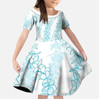 Hawaii Plumeria Lei Family Matching Summer Maxi Dress and Hawaiian Shirt Aloha Festive Vibe - Turquoise LT7 Daughter's Dress Turquoise - Polynesian Pride