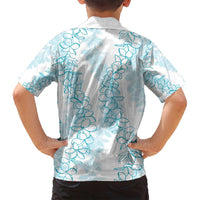 Hawaii Plumeria Lei Family Matching Tank Maxi Dress and Hawaiian Shirt Aloha Festive Vibe - Turquoise LT7 - Polynesian Pride
