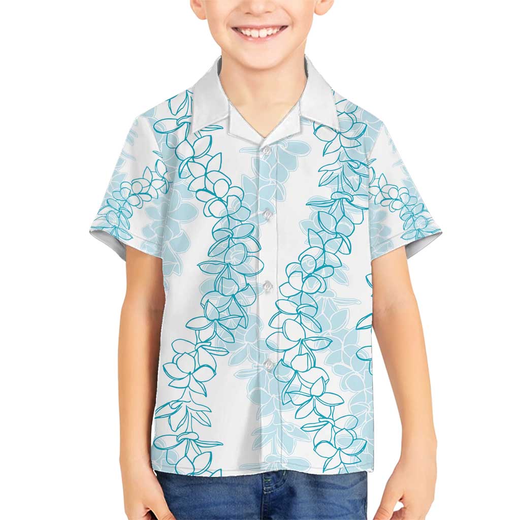Hawaii Plumeria Lei Family Matching Tank Maxi Dress and Hawaiian Shirt Aloha Festive Vibe - Turquoise LT7 Son's Shirt Turquoise - Polynesian Pride