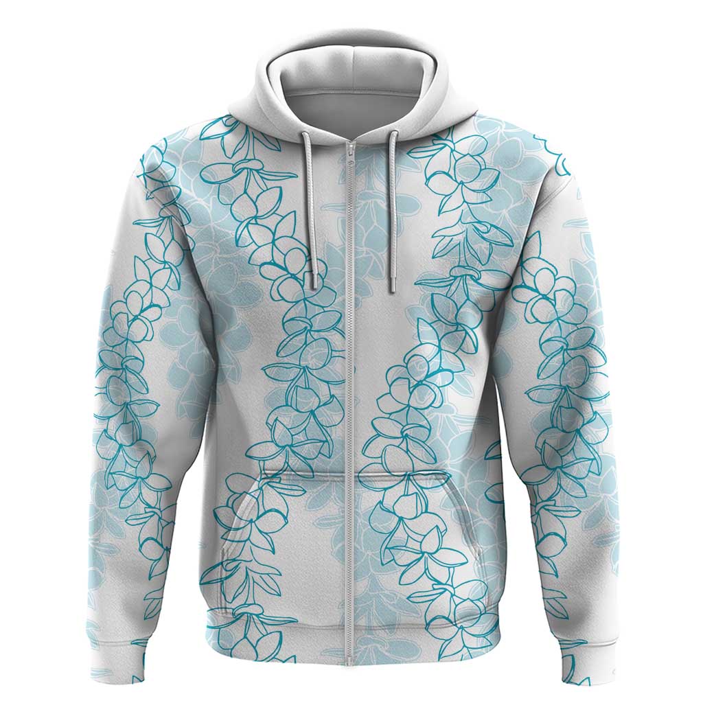 Hawaii Plumeria Lei Hoodie Aloha Festive Vibe - Turquoise LT7 Zip Hoodie Turquoise - Polynesian Pride