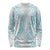Hawaii Plumeria Lei Long Sleeve Shirt Aloha Festive Vibe - Turquoise