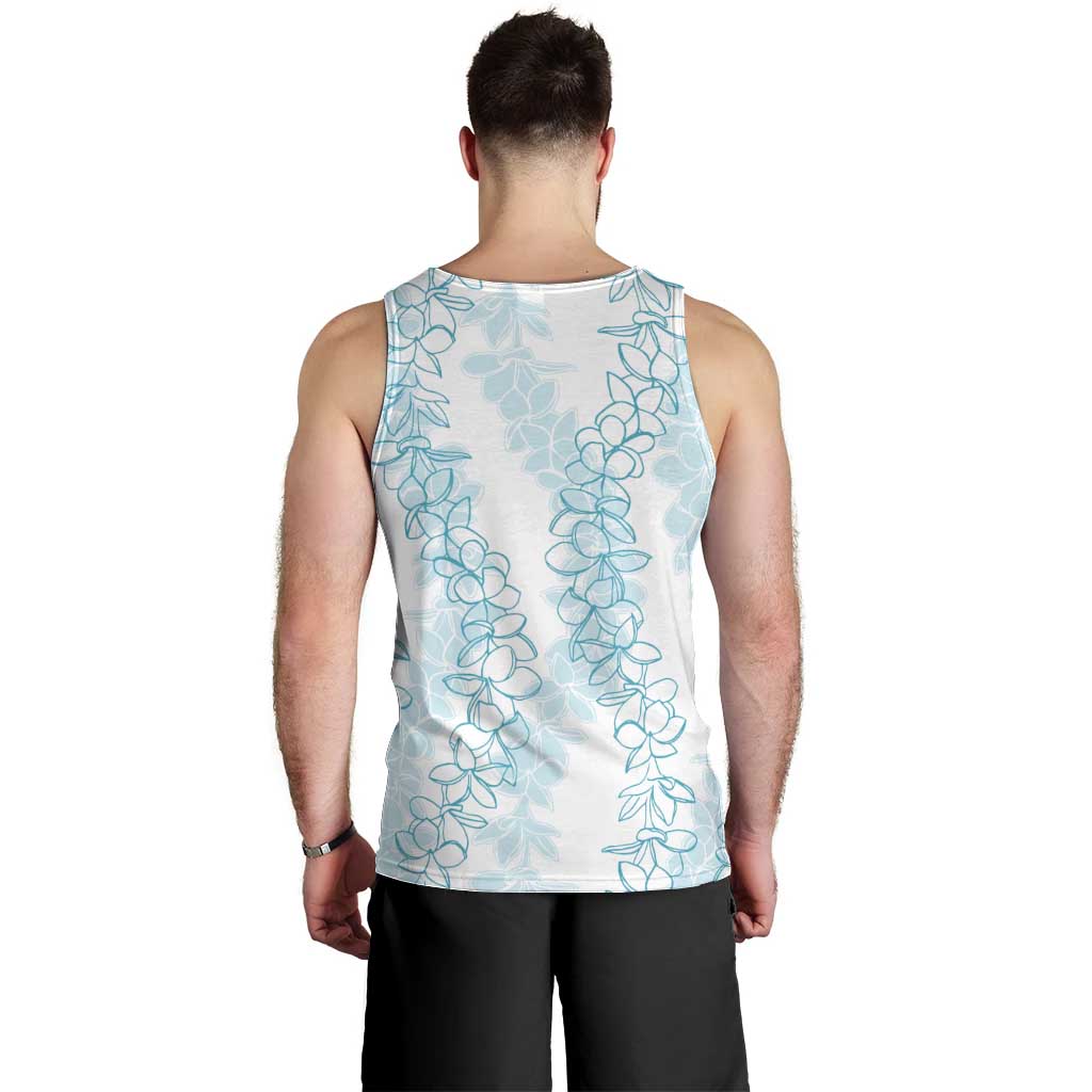 Hawaii Plumeria Lei Men Tank Top Aloha Festive Vibe - Turquoise