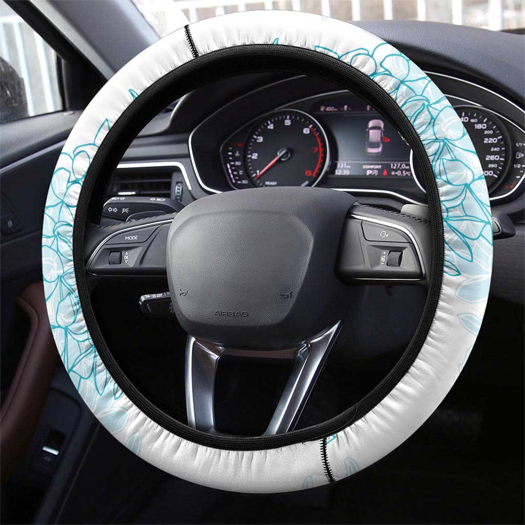 Hawaii Plumeria Lei Steering Wheel Cover Aloha Festive Vibe - Turquoise LT7 - Polynesian Pride
