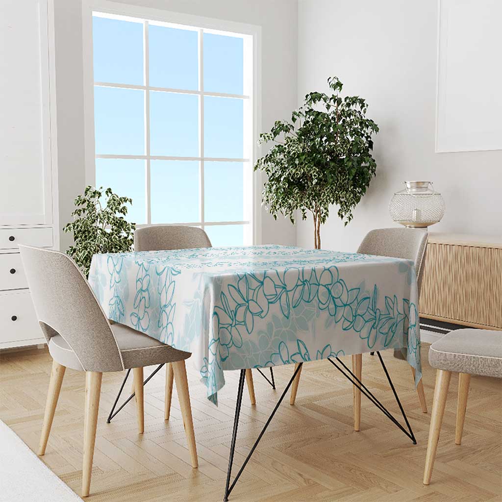 Hawaii Plumeria Lei Tablecloth Aloha Festive Vibe - Turquoise