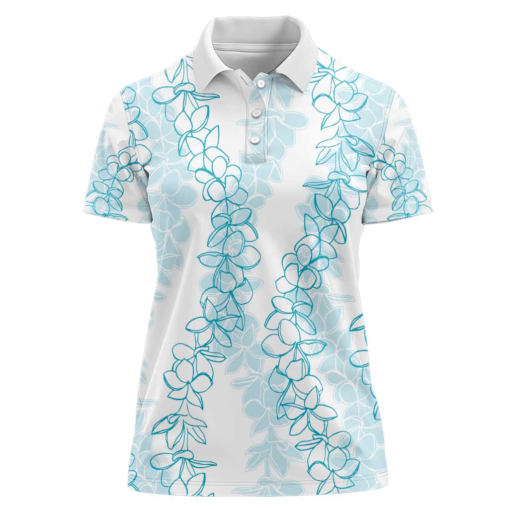 Hawaii Plumeria Lei Women Polo Shirt Aloha Festive Vibe - Turquoise