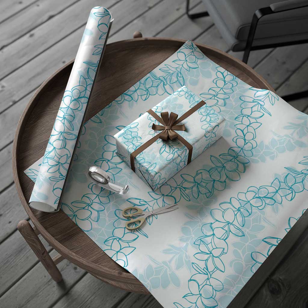 Hawaii Plumeria Lei Wrapping Paper Aloha Festive Vibe - Turquoise
