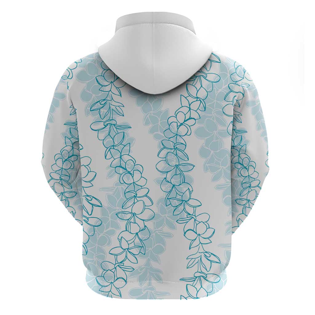 Hawaii Plumeria Lei Zip Hoodie Aloha Festive Vibe - Turquoise