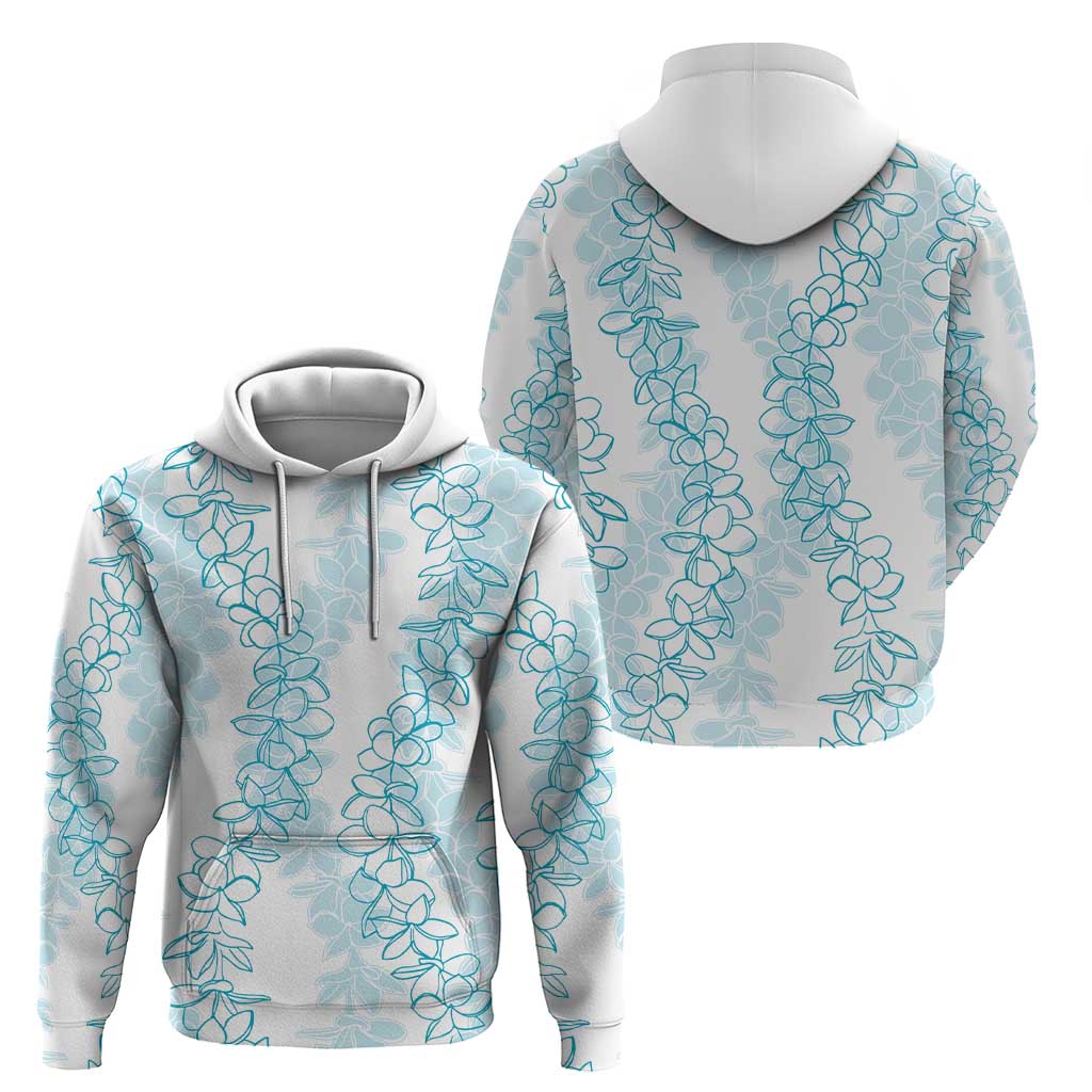 Hawaii Plumeria Lei Zip Hoodie Aloha Festive Vibe - Turquoise