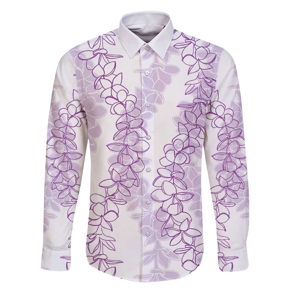 Hawaii Plumeria Lei Family Matching Long Sleeve Bodycon Dress and Hawaiian Shirt Aloha Festive Vibe - Amethyst LT7 Dad's Shirt - Long Sleeve Amethyst - Polynesian Pride