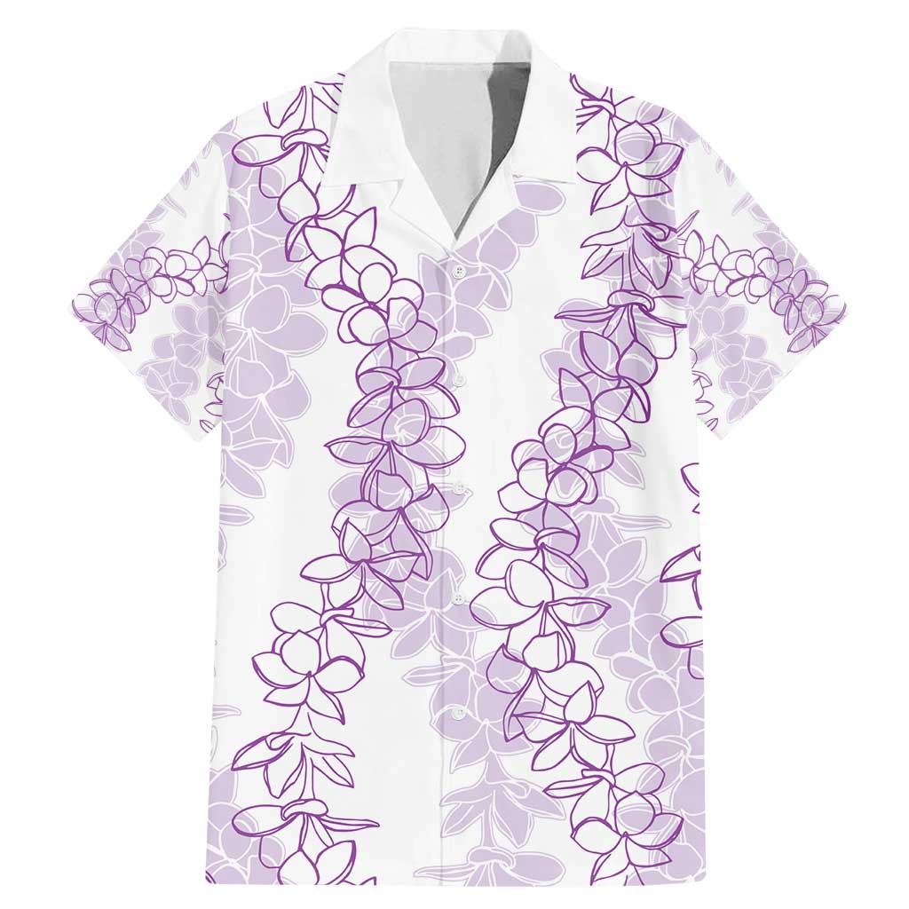 Hawaii Plumeria Lei Family Matching Mermaid Dress and Hawaiian Shirt Aloha Festive Vibe - Amethyst LT7 Dad's Shirt - Short Sleeve Amethyst - Polynesian Pride