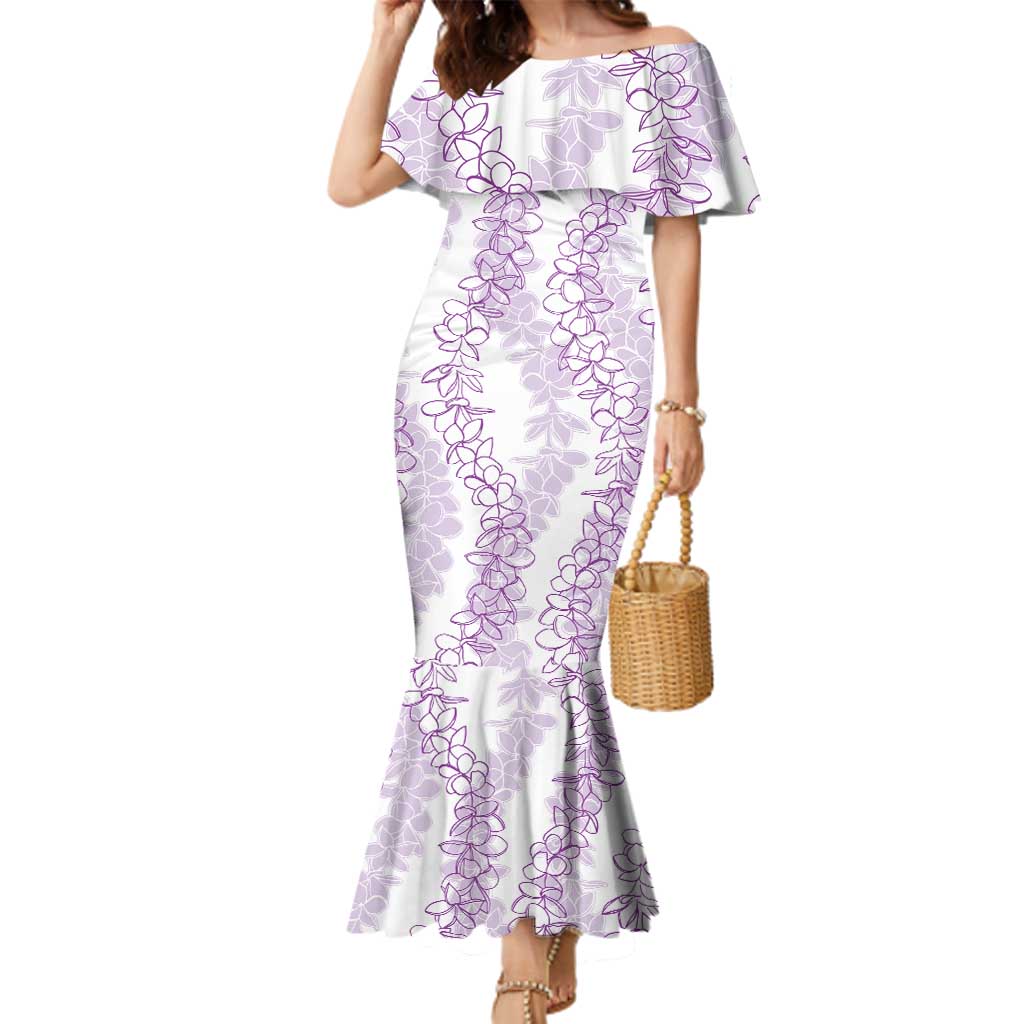 Hawaii Plumeria Lei Family Matching Mermaid Dress and Hawaiian Shirt Aloha Festive Vibe - Amethyst LT7 Mom's Dress Amethyst - Polynesian Pride