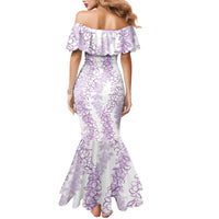 Hawaii Plumeria Lei Family Matching Mermaid Dress and Hawaiian Shirt Aloha Festive Vibe - Amethyst LT7 - Polynesian Pride