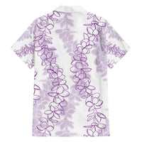 Hawaii Plumeria Lei Family Matching Off Shoulder Short Dress and Hawaiian Shirt Aloha Festive Vibe - Amethyst LT7 - Polynesian Pride