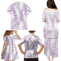 Hawaii Plumeria Lei Family Matching Puletasi and Hawaiian Shirt Aloha Festive Vibe - Amethyst LT7 - Polynesian Pride