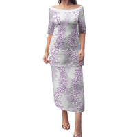 Hawaii Plumeria Lei Family Matching Puletasi and Hawaiian Shirt Aloha Festive Vibe - Amethyst LT7 Mom's Dress Amethyst - Polynesian Pride