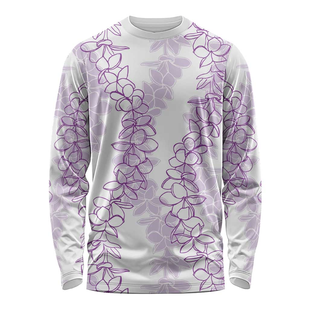 Hawaii Plumeria Lei Long Sleeve Shirt Aloha Festive Vibe - Amethyst LT7 Unisex Amethyst - Polynesian Pride