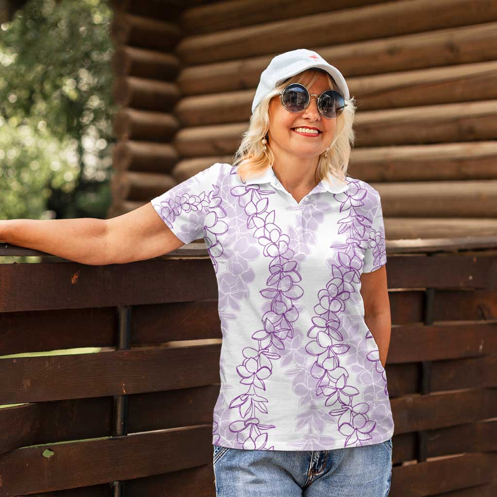 Hawaii Plumeria Lei Women Polo Shirt Aloha Festive Vibe - Amethyst