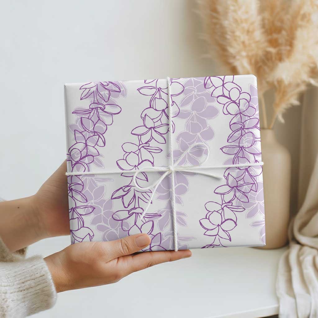 Hawaii Plumeria Lei Wrapping Paper Aloha Festive Vibe - Amethyst