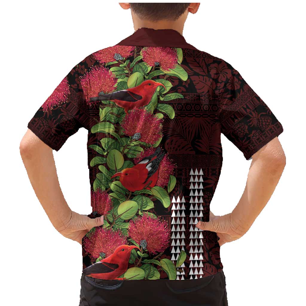 Hawaii Mele Kalikimaka Kakau Family Matching Mermaid Dress and Hawaiian Shirt I'iwi Bird on Ohia Lehua LT7 - Polynesian Pride