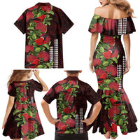 Hawaii Mele Kalikimaka Kakau Family Matching Mermaid Dress and Hawaiian Shirt I'iwi Bird on Ohia Lehua LT7 - Polynesian Pride