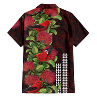 Hawaii Mele Kalikimaka Kakau Family Matching Off Shoulder Short Dress and Hawaiian Shirt I'iwi Bird on Ohia Lehua LT7 - Polynesian Pride