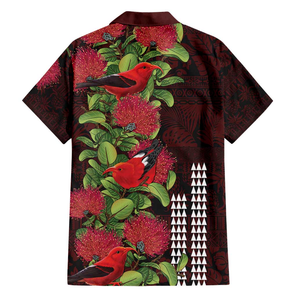 Hawaii Mele Kalikimaka Kakau Family Matching Short Sleeve Bodycon Dress and Hawaiian Shirt I'iwi Bird on Ohia Lehua LT7 - Polynesian Pride