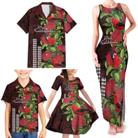 Hawaii Mele Kalikimaka Kakau Family Matching Tank Maxi Dress and Hawaiian Shirt I'iwi Bird on Ohia Lehua LT7 - Polynesian Pride