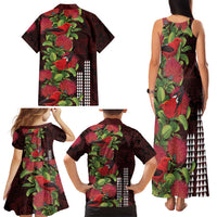 Hawaii Mele Kalikimaka Kakau Family Matching Tank Maxi Dress and Hawaiian Shirt I'iwi Bird on Ohia Lehua LT7 - Polynesian Pride